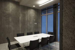 meeting room with high level of sound absorption